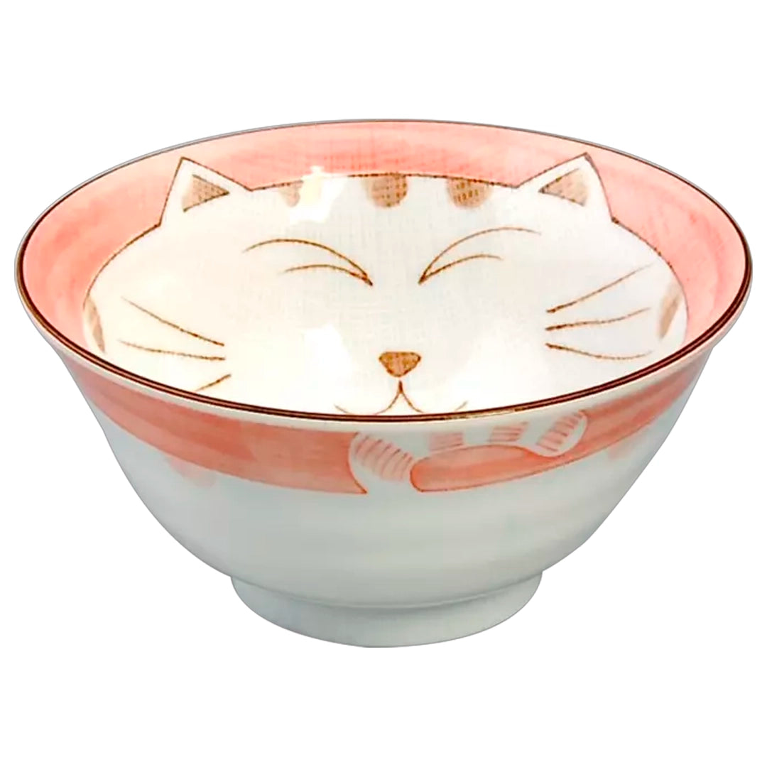Tokyo Design Studio Kawaii Bowl Lucky Cat Tayo White Pink 300ml